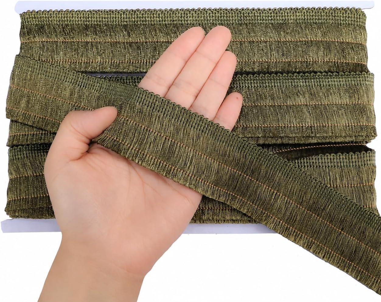BEL AVENIR Sewing Fringe Trim, 5/10 Yards x 1.77 Inch Wide Tassel Lace Trim for Sewing, Clothing, Curtains, Lamp Shades, Home Decoration & DIY Projects (Army Green, 10Yards)