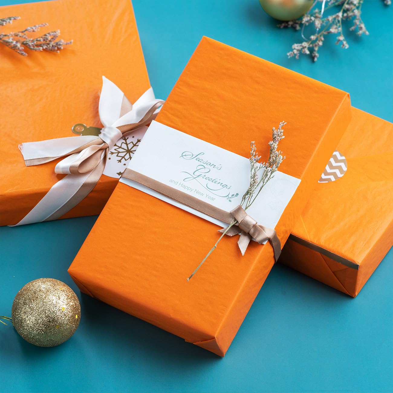 Papier de soie Orange, 10 feuilles – papier d’emballage de haute qualité, facile à découper – idéal pour les idées artisanales, l’emballage et les cadeaux des clients – 50x70 cm