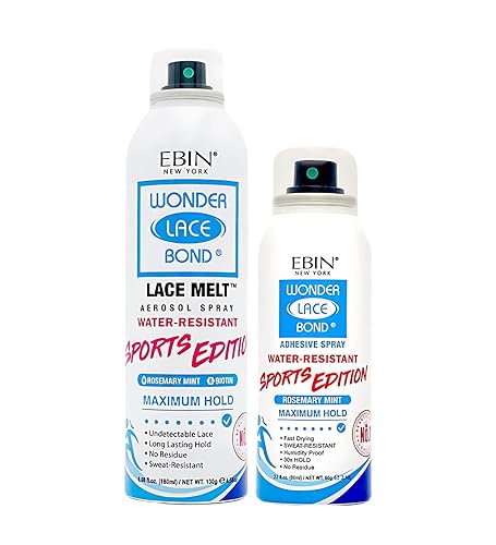 EBIN - Paquete de pegamento de encaje o adhesivo en aerosol de 6.08 onzas con spray de encaje fundido de 6.08 onzas edición deportiva de EBIN NEW