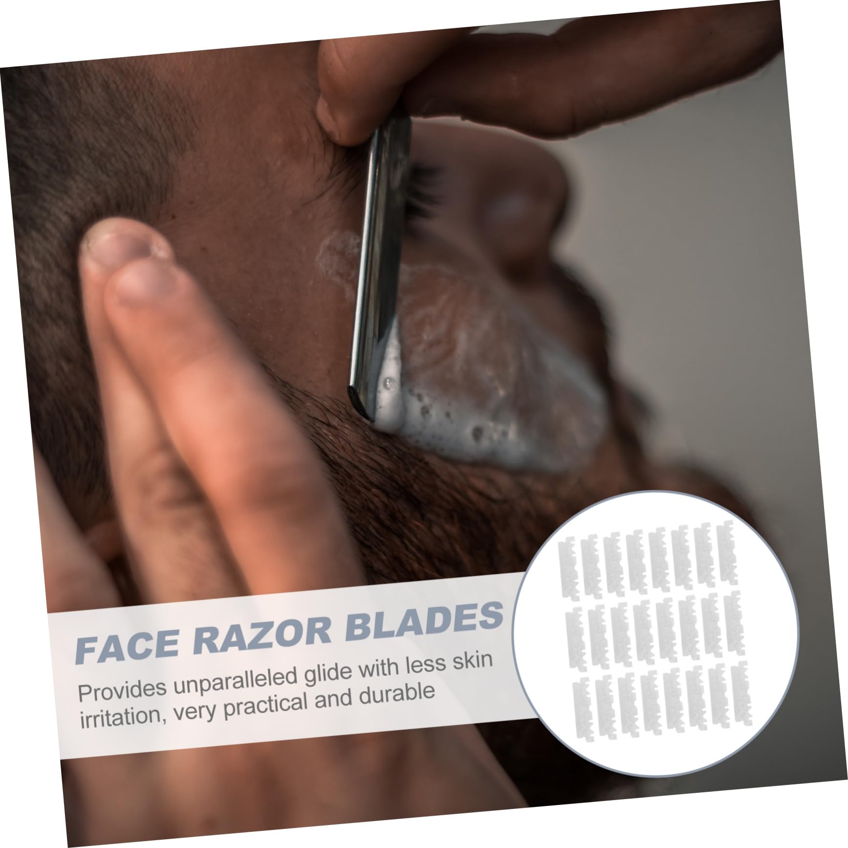 SHERCHPRY 5sets 100pcs Silver Old Folding Face Cutter Razor Barbershop Shaving Tool for Beard Sideburns Hair Portable Design for Home Travel Use 100pcs*5