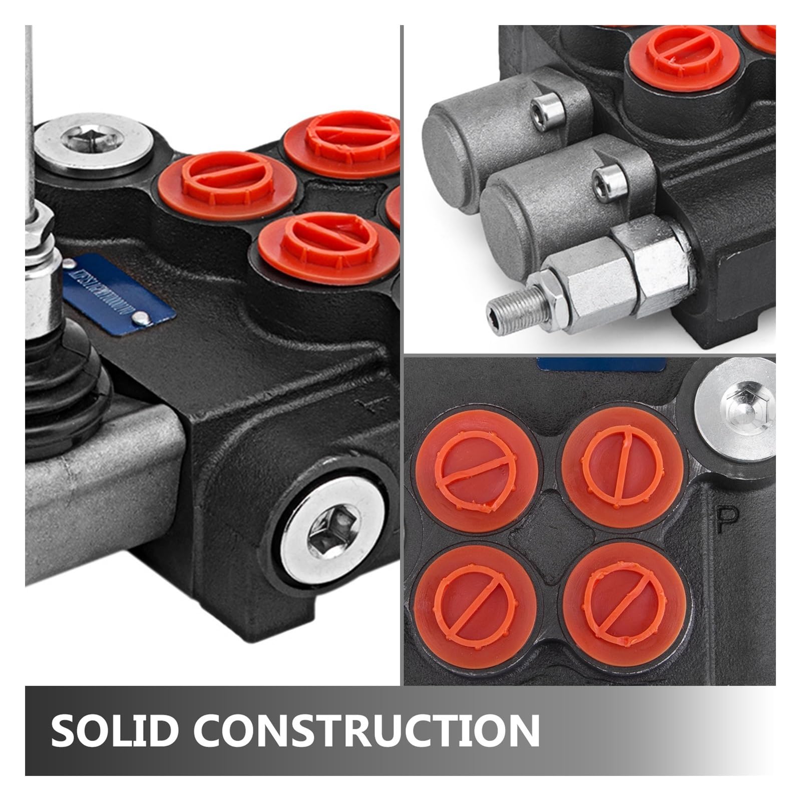 Válvula de Control hidráulica direccional de 2/3 carretes, 11GPM, 3600PSI, doble efecto, uso adecuado for bomba, Motor de cilindro hidráulico para aficionados al bricolaje(2 Spool 1 Controller)