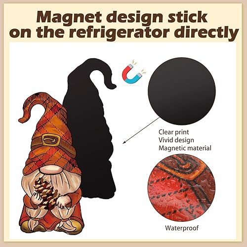 Miniatura 3 de Umigy 25 imanes de otoño para refrigerador de Acción de Gracias, imán de nevera, decoración de otoño para puerta de garaje, imanes de gnomo de