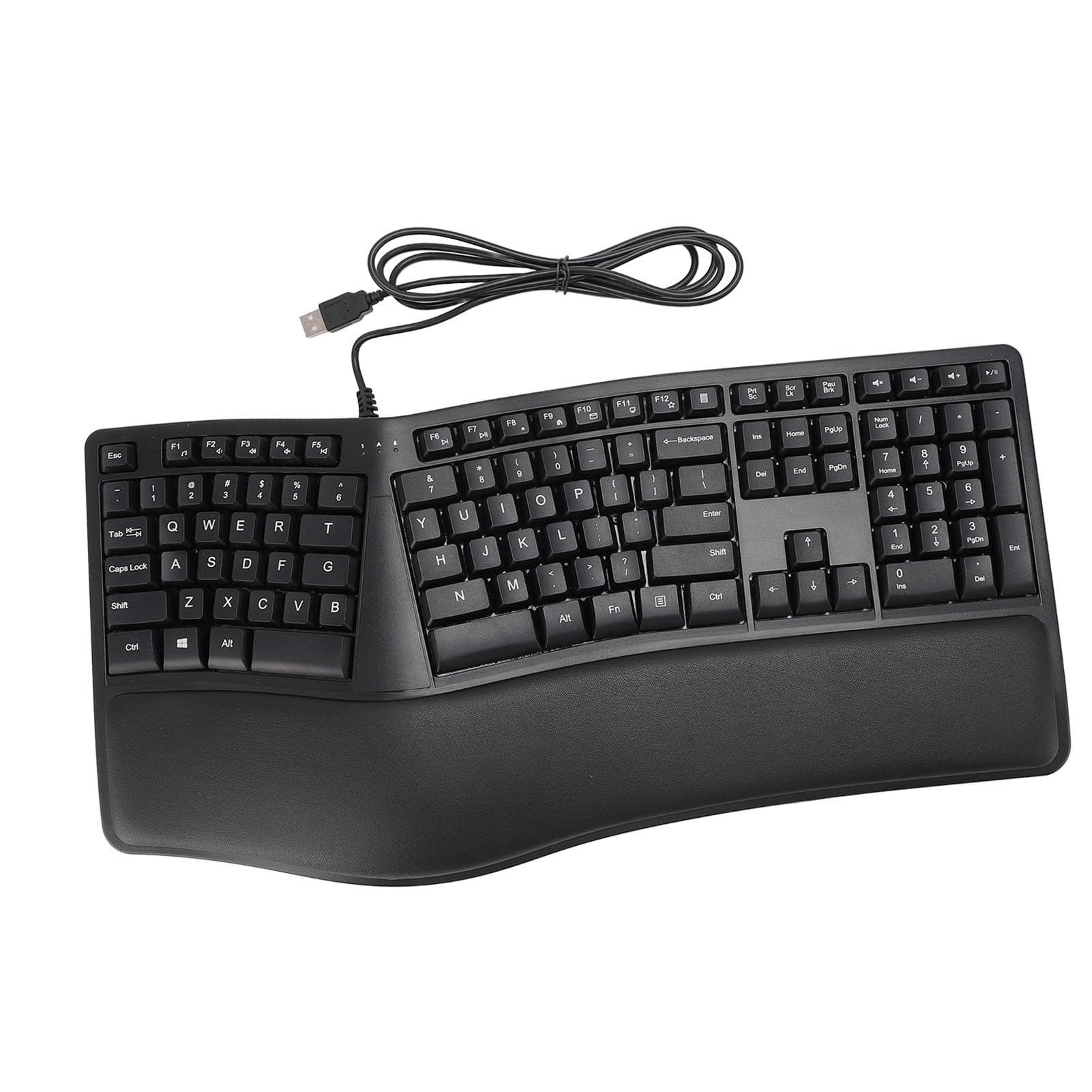Gedourain Tastiera Ergonomica Divisa La Tastiera Cablata USB 2.0 Silenziosa Funziona in Modo Efficiente per gli Impiegati Materiale ABS