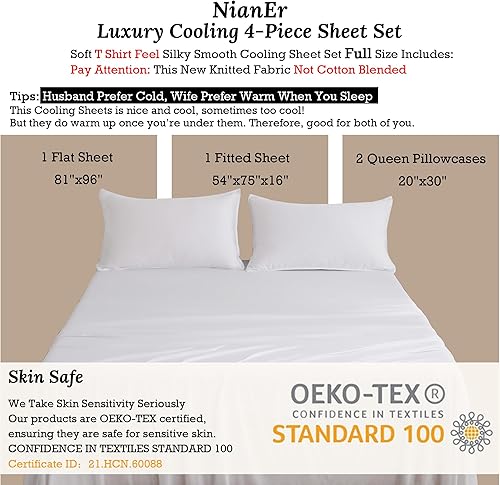 Miniatura 2 de NianEr Juego de sábanas refrescantes de punto suave y sedoso para personas que duermen con calor, fundas de almohada con cremallera de 16 pulgadas