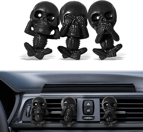 Miniatura 12 de Clips de ventilación para ambientador de automóvil, decoración gótica para interiores, decoración gótica divertida, accesorios de esqueleto de Blanco