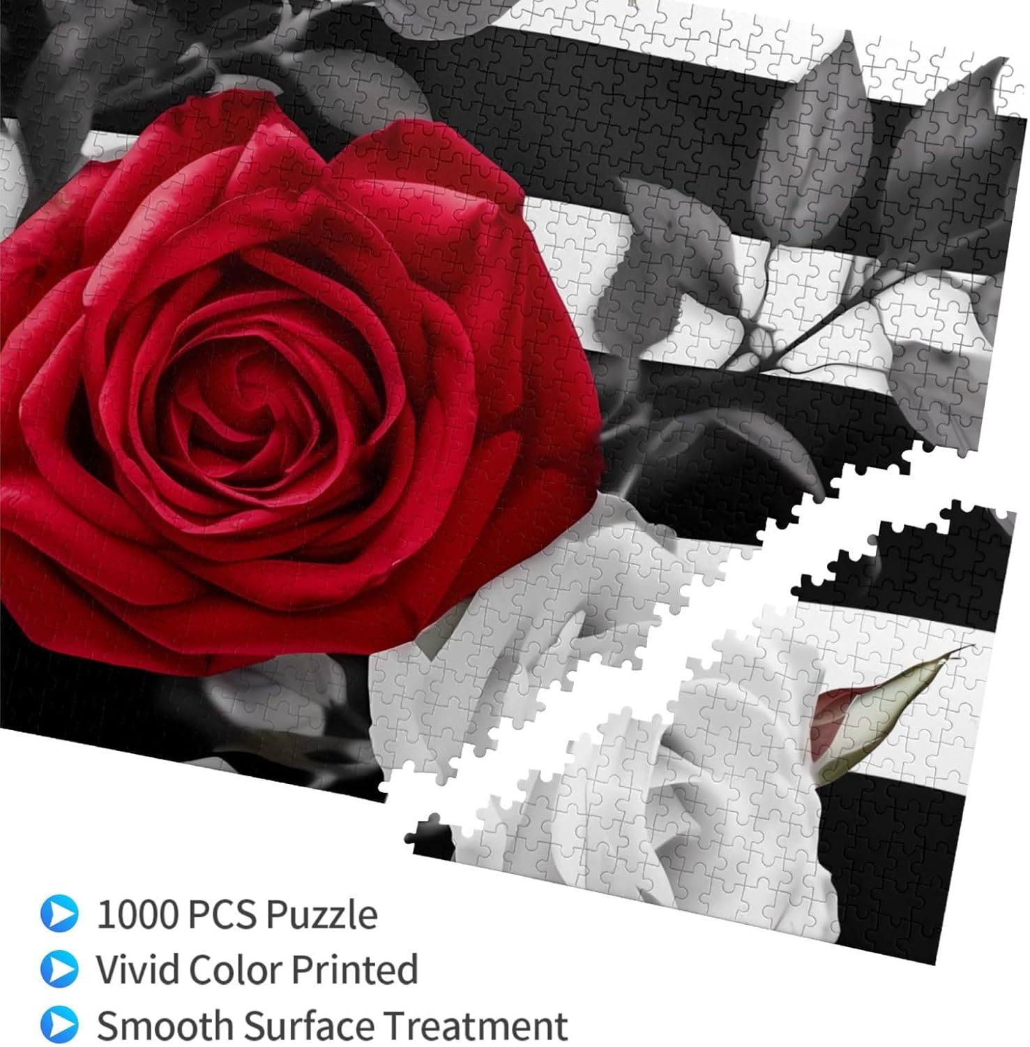 1000PCS Jigsaw Puzzle for Adults Personalized Picture Puzzle Rose Flowers Customized Wooden Puzzle for Family, Birthday, Wedding, Game Nights Gifts Animal Puzzle 29.5x19.7 inches