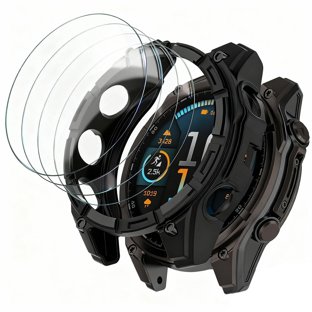 Photo 1 of [1+4 Pack] Case with Tempered Glass Screen Protector Compatible with Garmin Fenix 8 Pro AMOLED 47MM (Not for Fenix 8 47mm AMOLED/Solar), Bumper Full Coverage Protective Soft Cases Face Cover for Fenix 8 Pro AMOLED 47MM