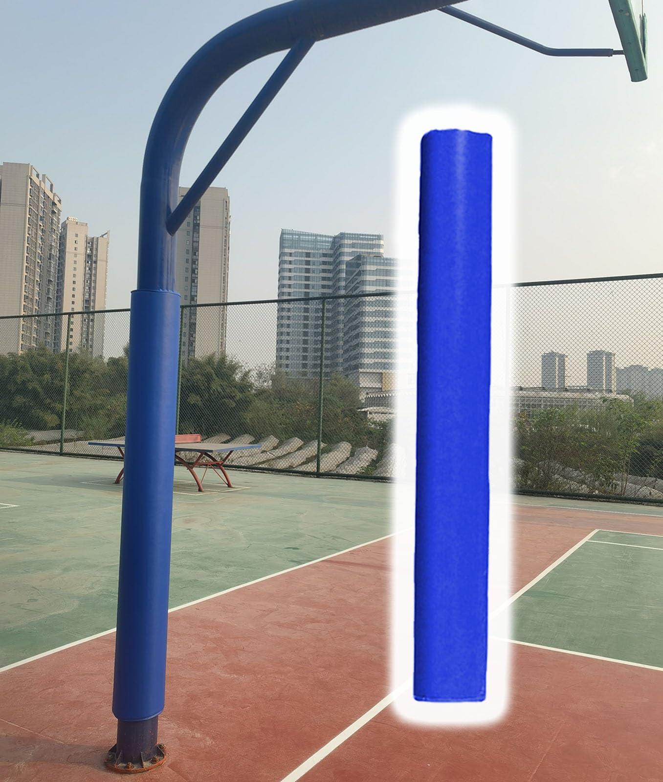 MLYAYE Outdoor Volleyball Pole Protective Pads, All-Weather Awning Basketball Hoop Cushion for Playground/Gym/School/Patio, Round Player Protection Anti-Collision Cover(in Dia-5.5 in,H 4 ft)