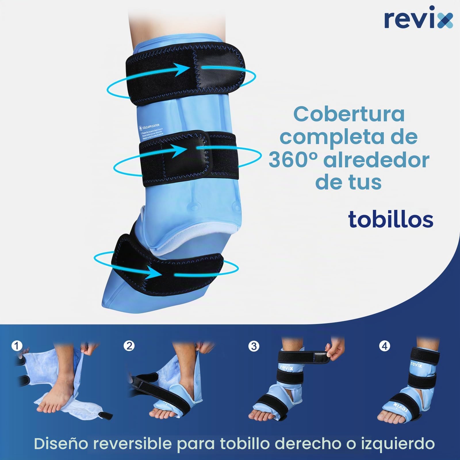 REVIX Envolturas de hielo para pies y tobillos para molestias, envoltura de hielo de gel reutilizable con terapia de compresión en frío, fascitis plantar, recuperación de pies después del