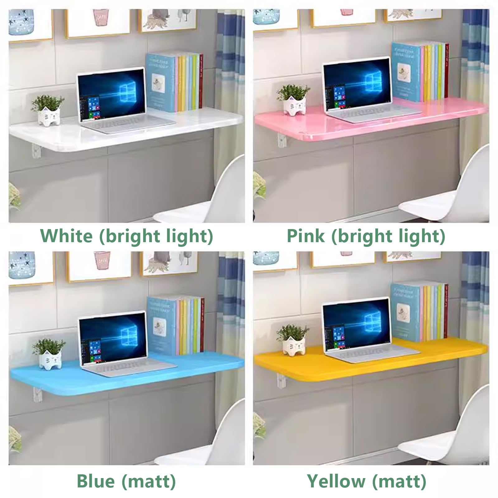Schreibtisch Klappbar Wand Wandklapptisch Wandtisch Klappbar Balkon Schminktisch, Klein und Platzsparend, for Kleine Räume, Heimbüro(Pinks,120x30cm/47x12in)