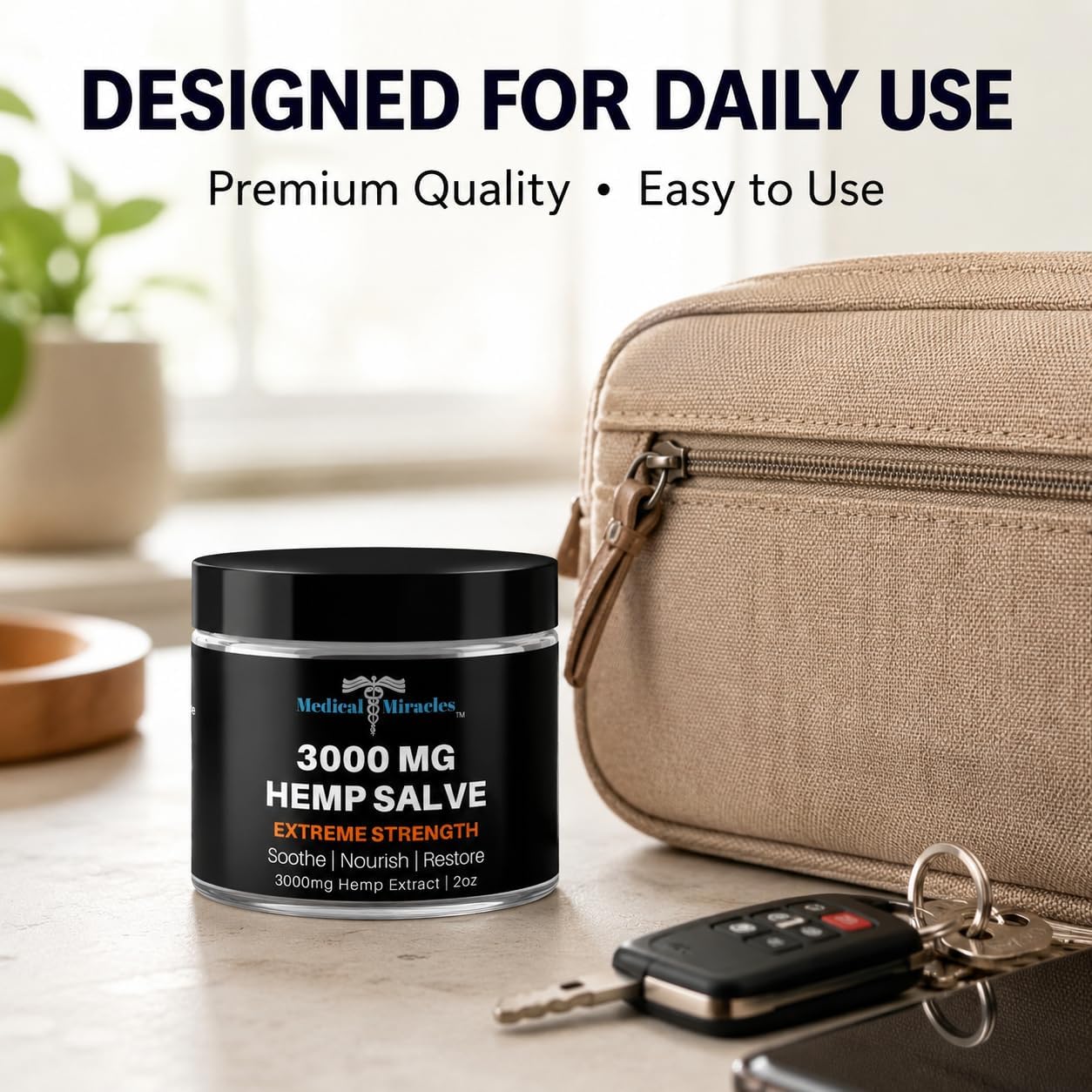 Medical Miracles 3000 MG Maximum Strength Hemp Salve. Use for Hips, Joints, Neck, Back. Made with the Finest Available Ingredients.