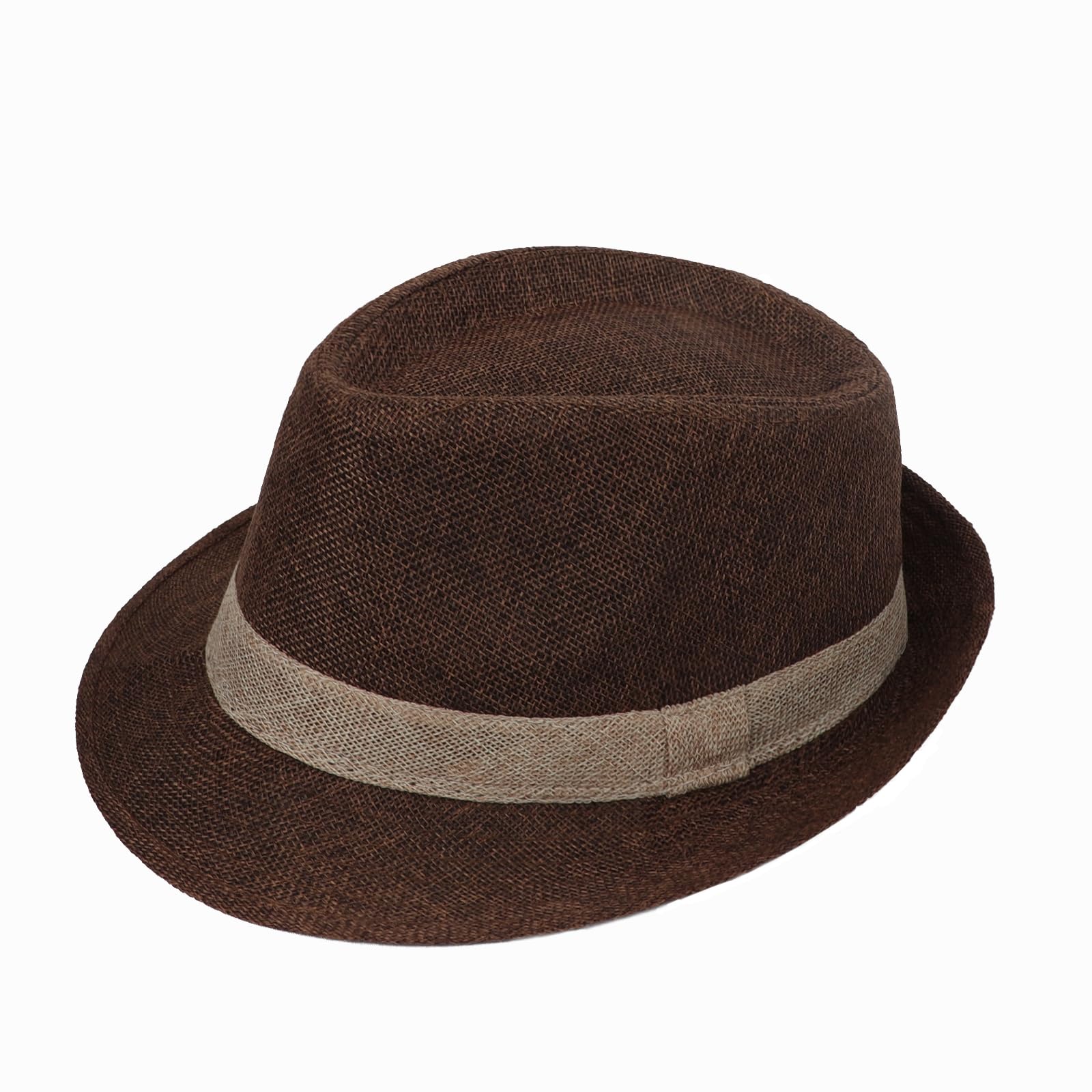 Moonlove Sombrero Panamá de lino, con protección UV, para verano, playa, sol, plegable, transpirable, sombrero Fedora para vacaciones, ocasiones informales, gorra de ala corta para hombre
