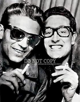 Buddy Holly and Waylon Jennings Stunning 1959 Photo Booth Photograph - Beautiful & Iconic Poster Print, Black, White, 11 X 14 Inches