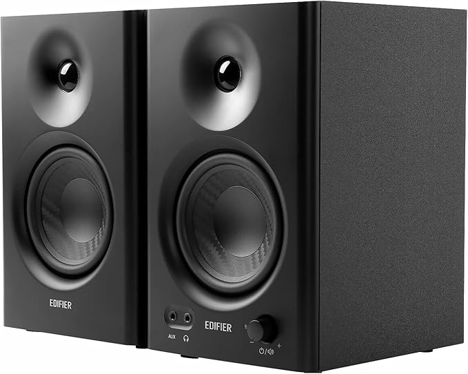 Edifier MR4 - Moniteur de Studio Compact 2.0, Amplificateur Classe D, Deux Modes Sonores, 42W, Noir