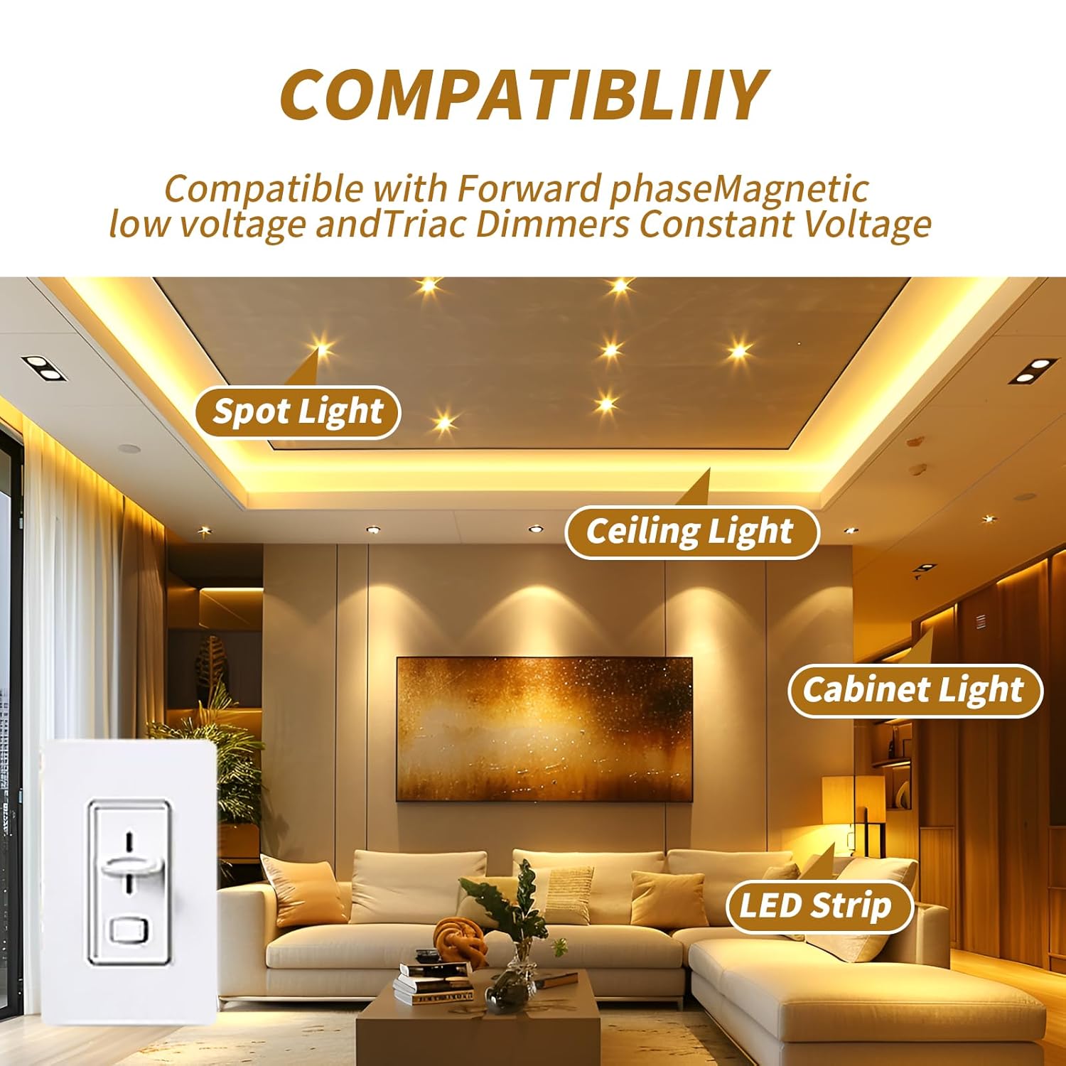 60W Triac Dimmable LED Driver, 2.5A Power Supply, 100-130V AC to 24V DC Transformer, Compatible with Lutron Leviton Dimmers, for LED Lighting Projects, Class 2, ETL & FCC Certified