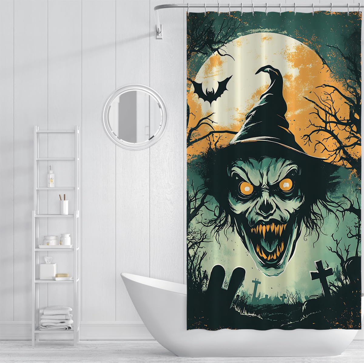 Scary Halloween Duschvorhang Horror Witch Badezimmer Deko 150x180cm