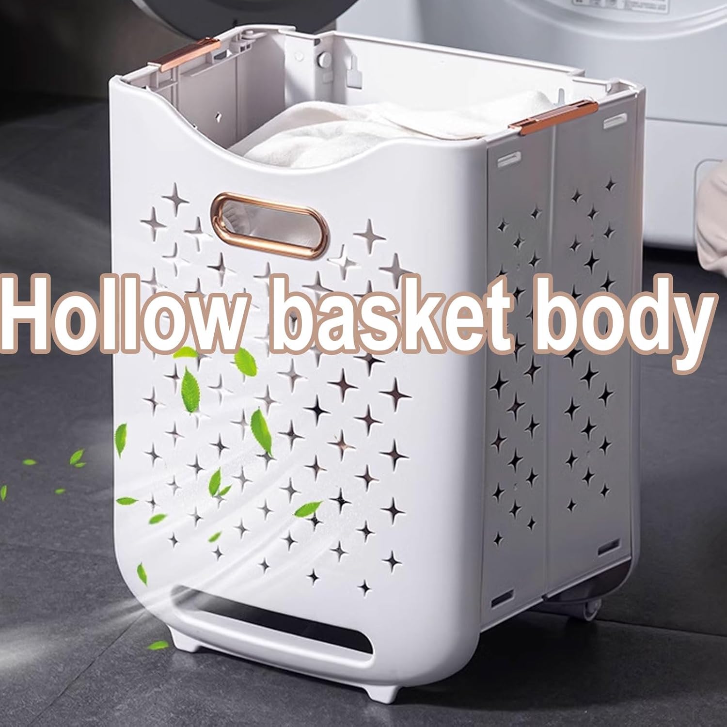 Rolling Laundry Cart with Wheels Foldable Handle Made of PP Laundry Sorter Two Types of Storage Double Basket Laundry Cart for Shopping, Laundry, Camping(Green)