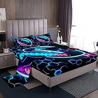 Vista 2 de Erosebridal Graffiti Rugby Ball Sheet Set Twin Colorful Rugby Helmet Bed Sheets Set, Sports Sheets for Boys Girls Football Game Flat Fitted Sheet