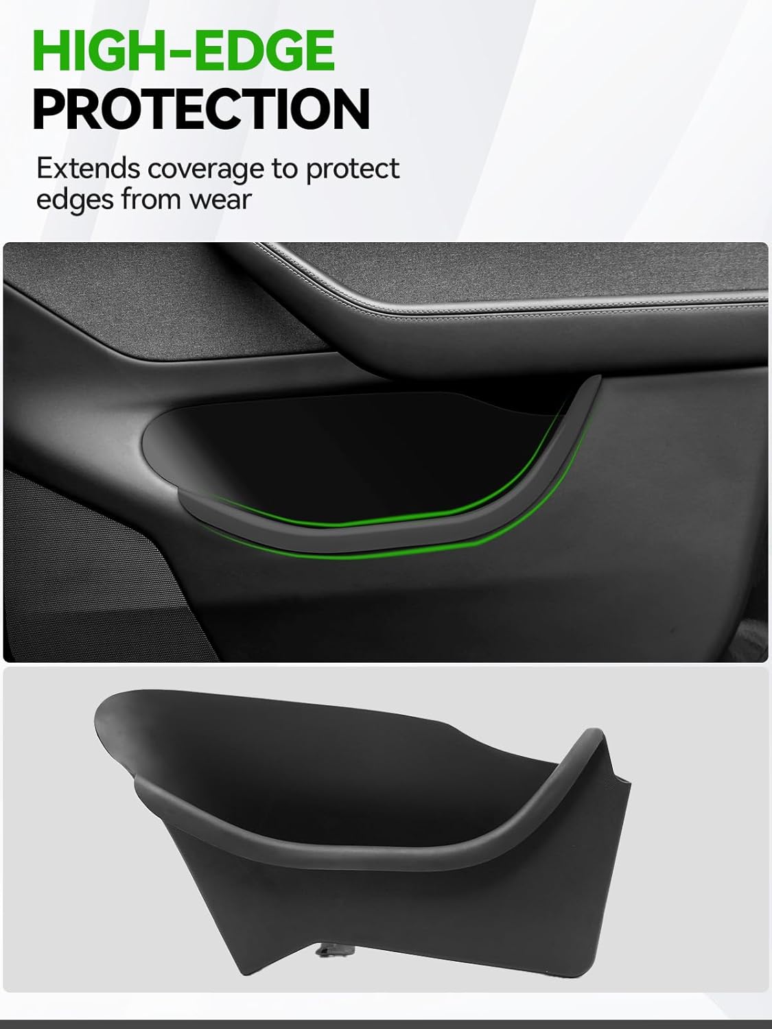 4PCS Door Side Storage Box Full-Wrap Pocket Liner compatible with 2026 2025 Tesla Model Y Juniper Accessories TPE Front and Rear Full Cover Door Side Organizer Tray