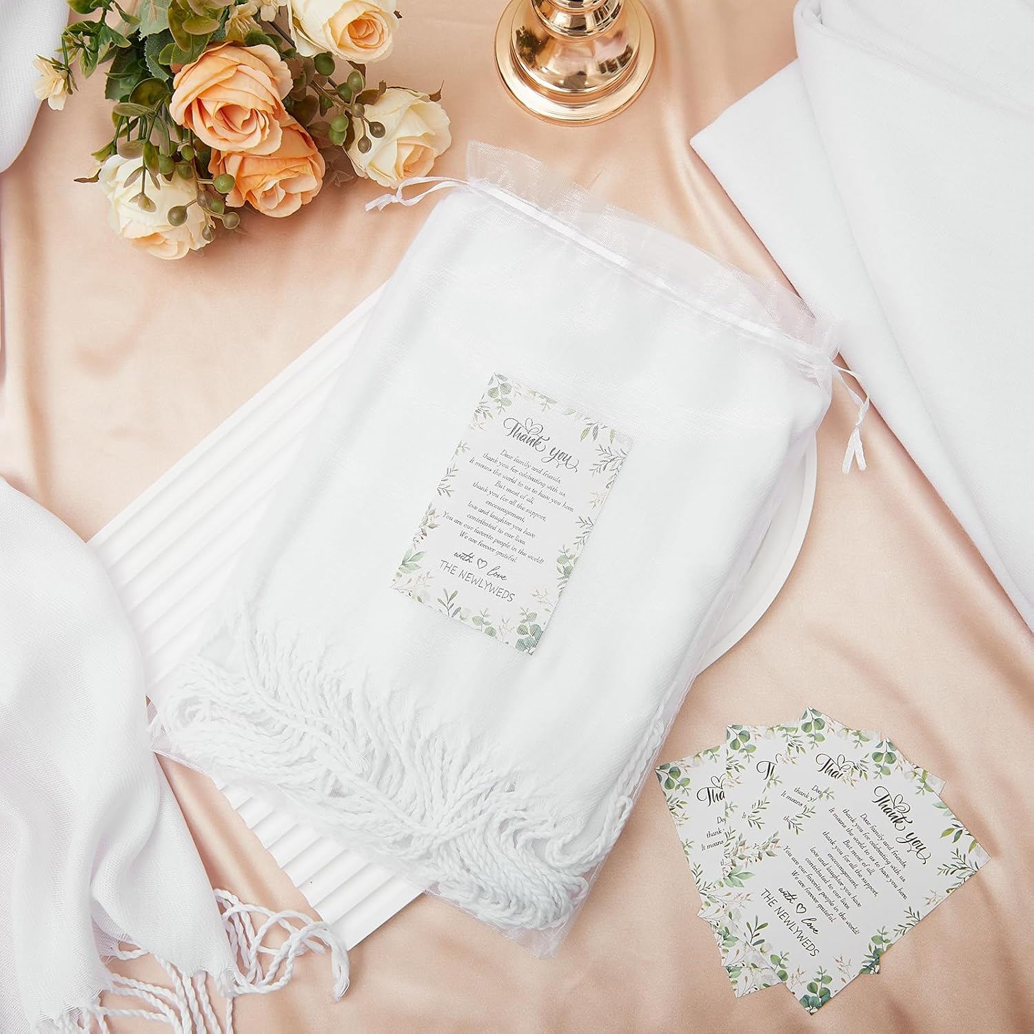 24 Sets Shawl and Wrap Bulk with Cards and White Organza Bag for Wedding Women Scarf Bridesmaid Shawls and Wraps Party Gift for Guest - Image 7