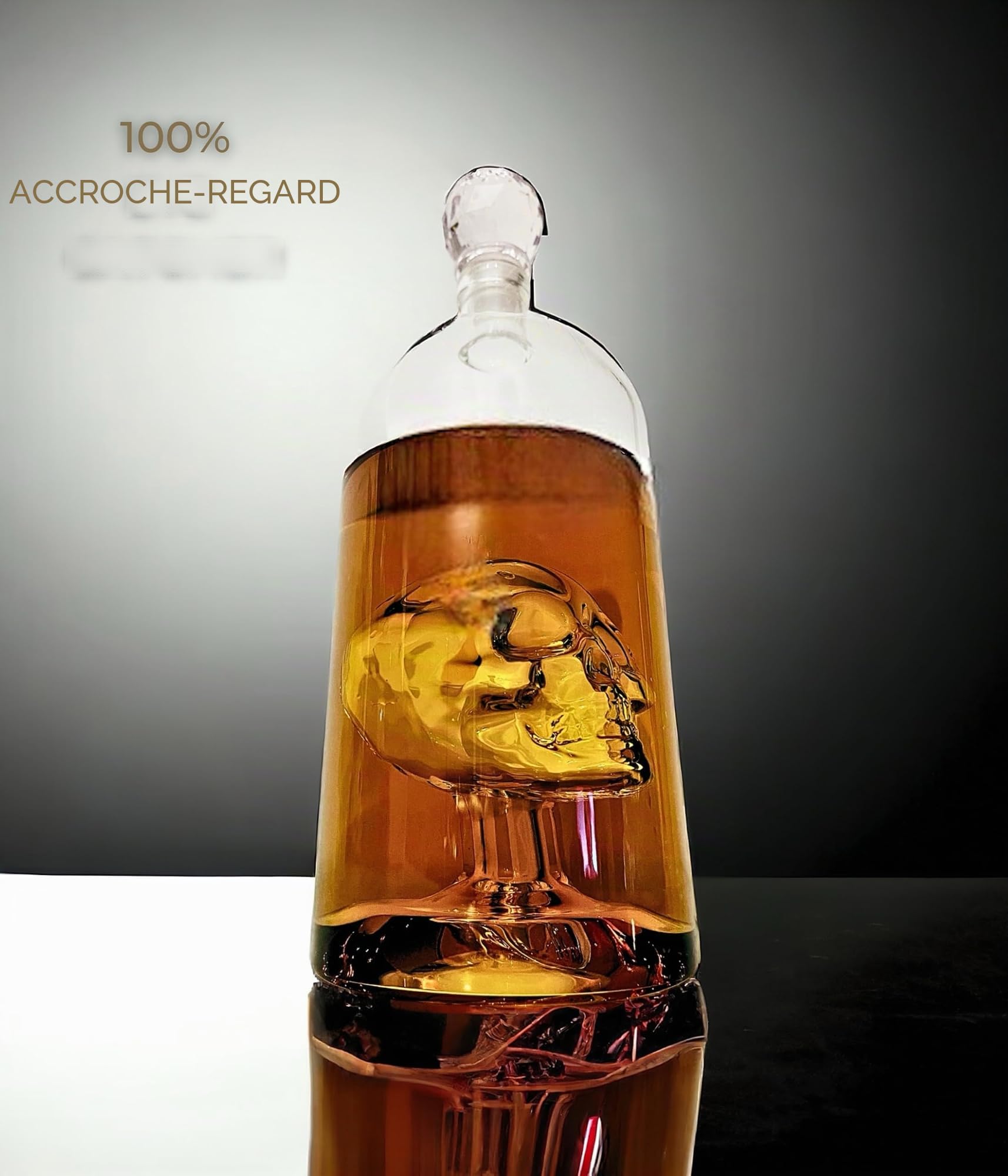 Carafe à whisky - Carafe skull decanter - 1L - Carafe à décanter ideal pour whisky, tequila, rhum, mezcal - qualité supérieure - Coffret cadeau