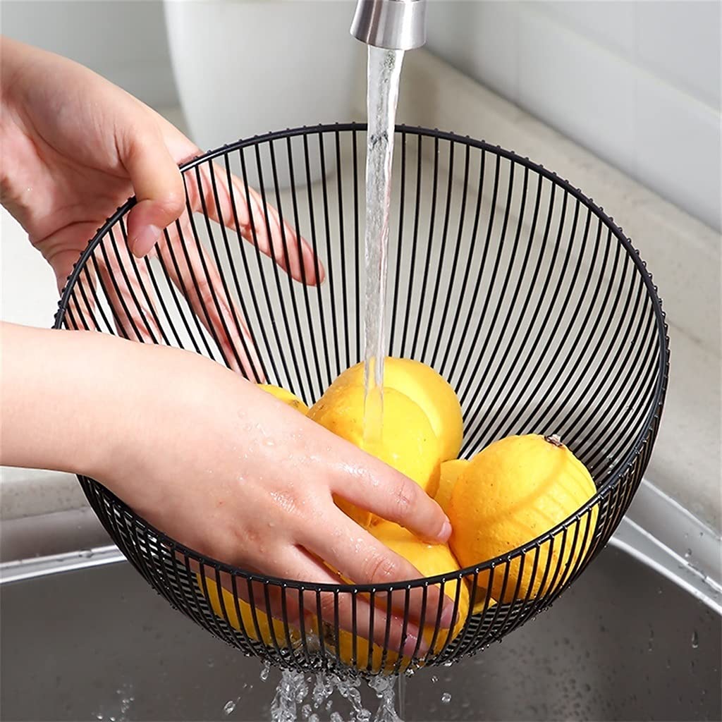 Cesta de Frutas Creativa, Paquete de 2 Unidades, Cesta de Frutas de Alambre metálico, Cesta de Almacenamiento Redonda con escurridor, para Pan, Aperitivos, Frutas, Verduras, Decora