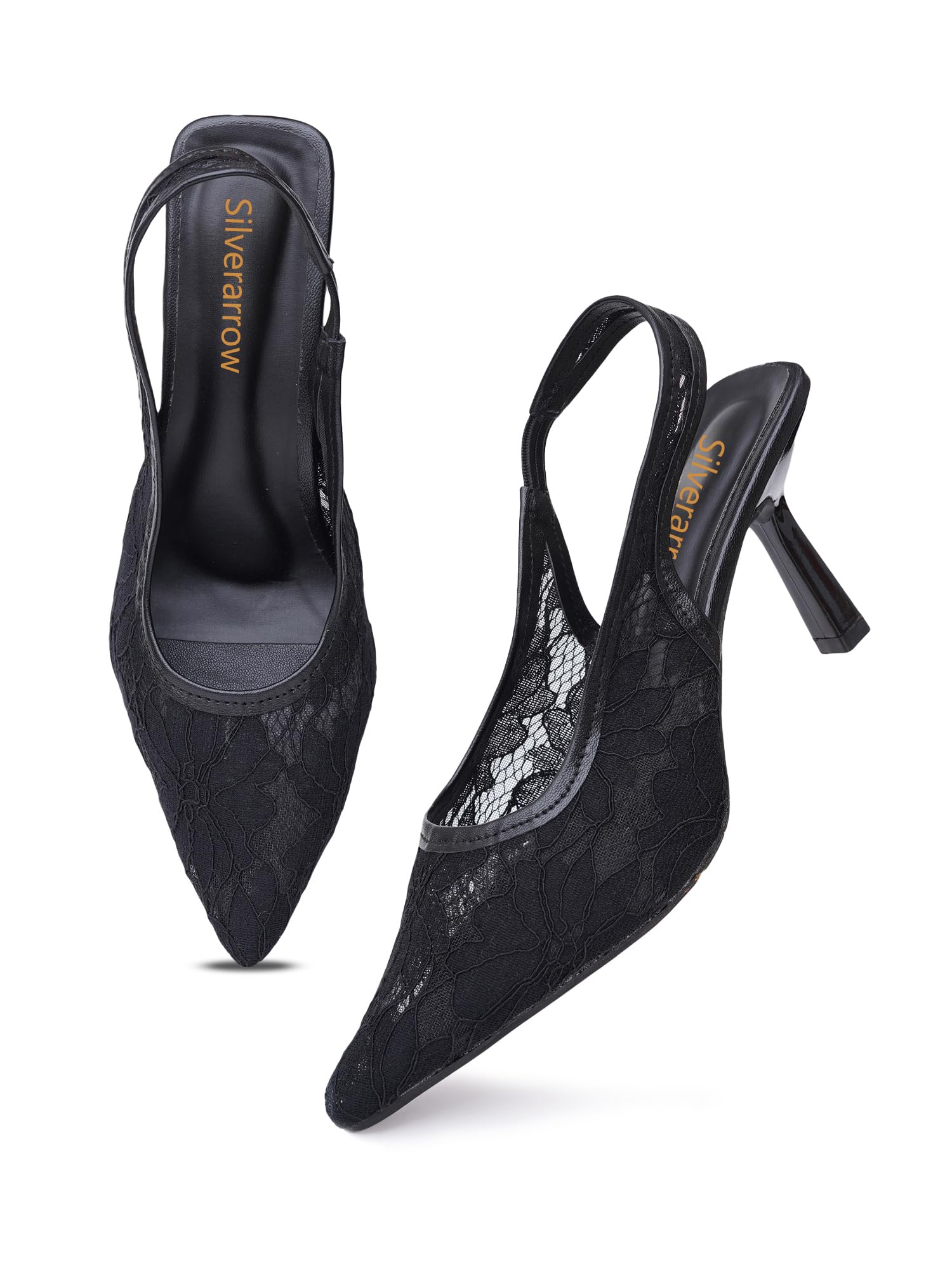 silverarrow womens Drift Stylish Pointed Toe Mesh Stiletto Heel for women & Girls Mules | Cushioned Slip-On Closed Toe Dress Sandals for Office & Casual-picture-40