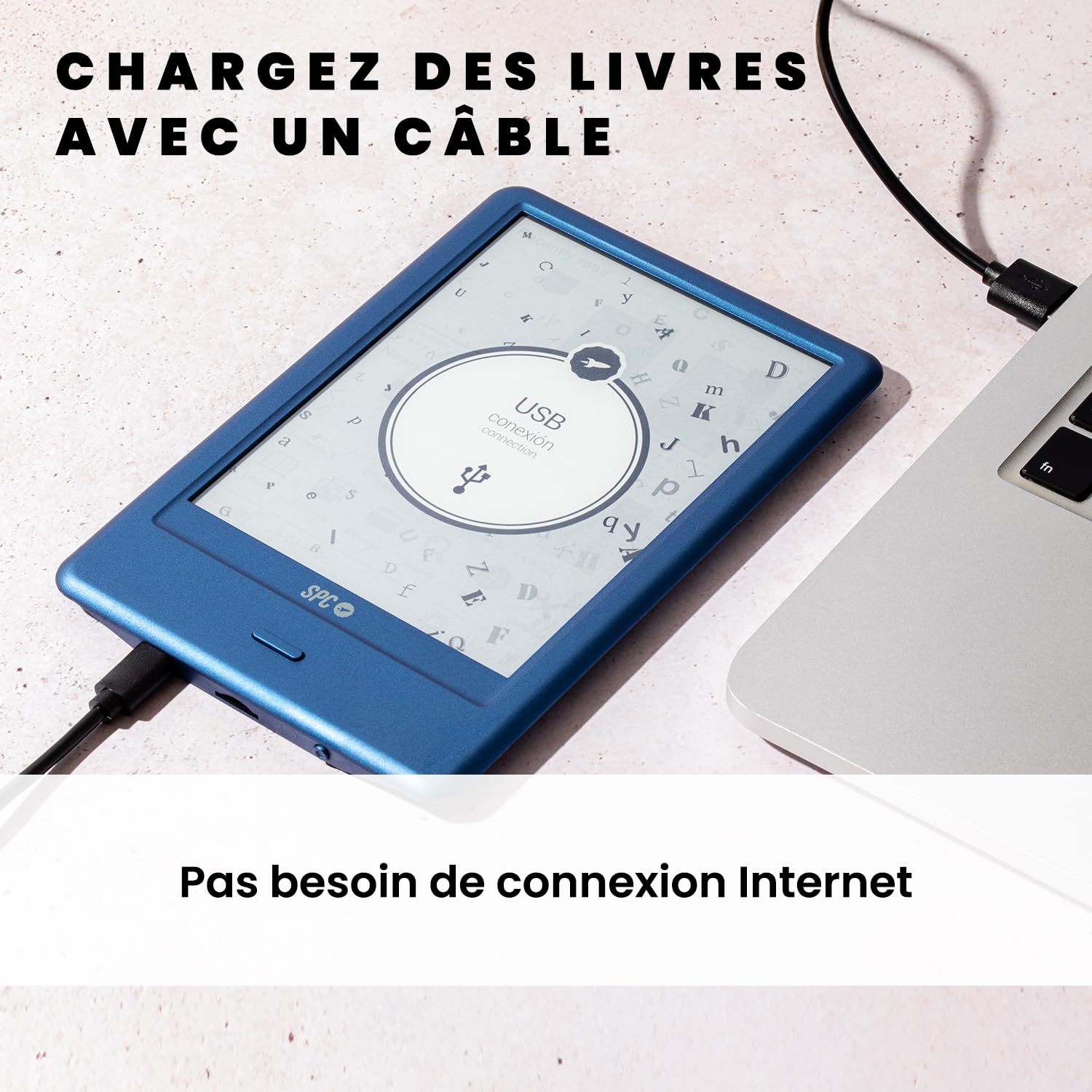 SPC Dickens Light 2 Pro – Liseuse Livre électronique écran Tactile 6 Pouces | Luminosité et température de Couleur réglables | 8GB Plus de 8 000 Livres | 1 Mois autonomie | Léger Fin | USB-C | Bleu