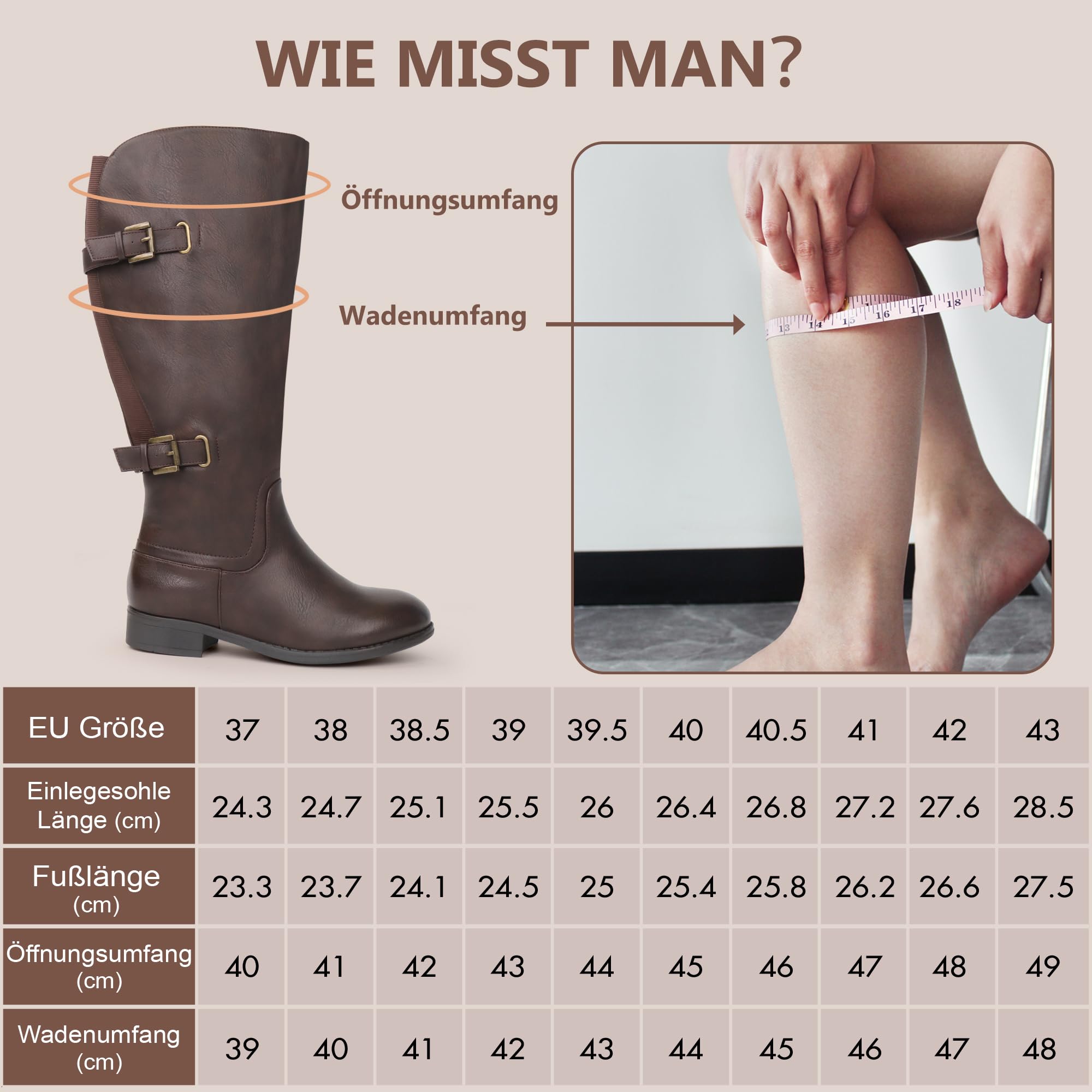 Damen-Stiefel mit weitem Schaft und kniehoher Sohle