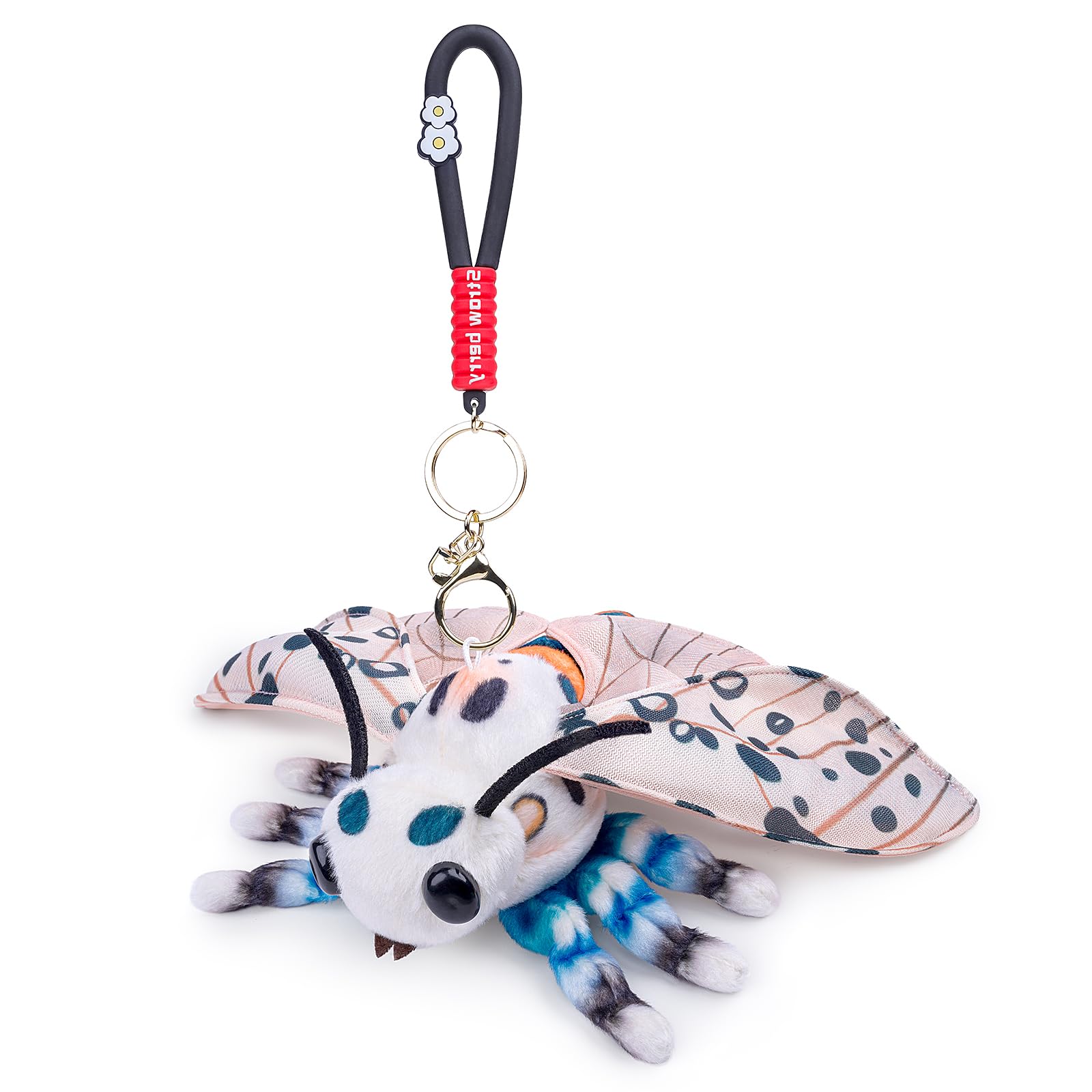 lilizzhoumax Leopard Moth Keychain Plush Toy Stuffed Animal Bag pendant Realistic Lovely Cute Super Soft Creative Personalized Gift for Couple Kids Bedtime Companion Plushie Collection 7” white - Image 2