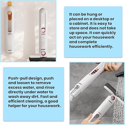 Miniatura 4 de Mini trapeador portátil, para lavar a mano, esponja para el hogar, mesa del hogar, baño, herramienta de limpieza (3 cabezales de algodón + 1 mango