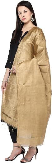 Dupatta Bazaar Women'S Silk Dupatta (Db1134, Gold, One Size)