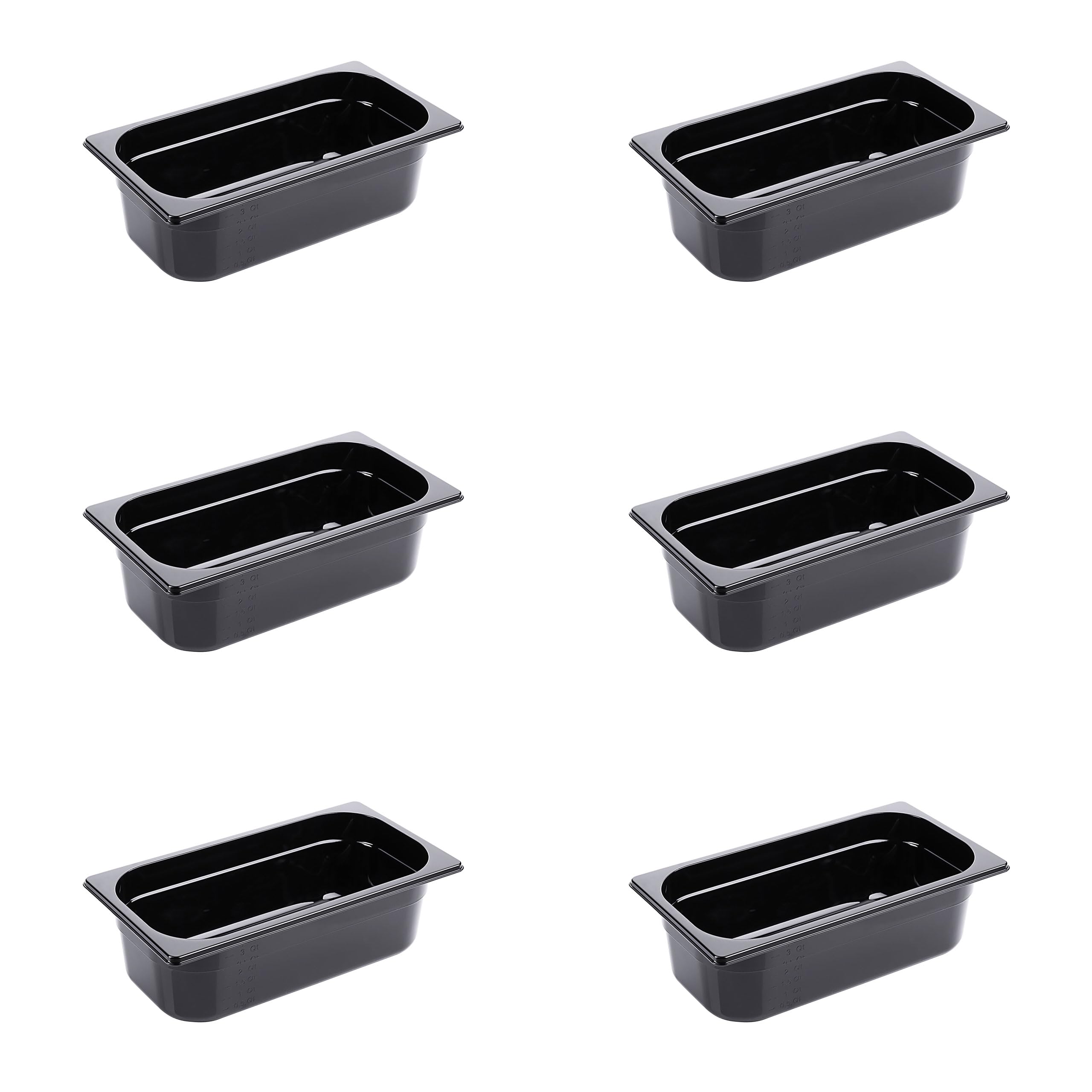 6 Stück GN 1/3 Gastronormbehälter GN Behälter 4 Liter Tiefe 100 mm Kunststoff schwarz