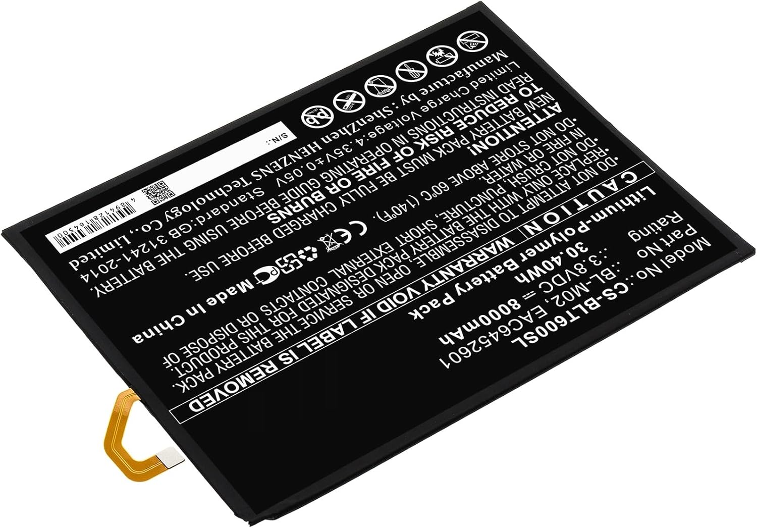 Replacement Battery for LG LM-T600L G Pad 5 10.1 FHD G Pad 5 10.1 LM-T600TS LM-T600QS LM-T600VS BL-M02 EAC6452601