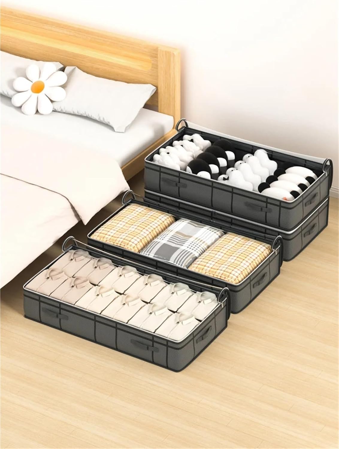 Under Bed Storage Box 2 PC Large Clothes Storage Bag Under Bed Foldable Quilt Clothes Storage Bag Bedroom Dormitory Organizer Bag(S)