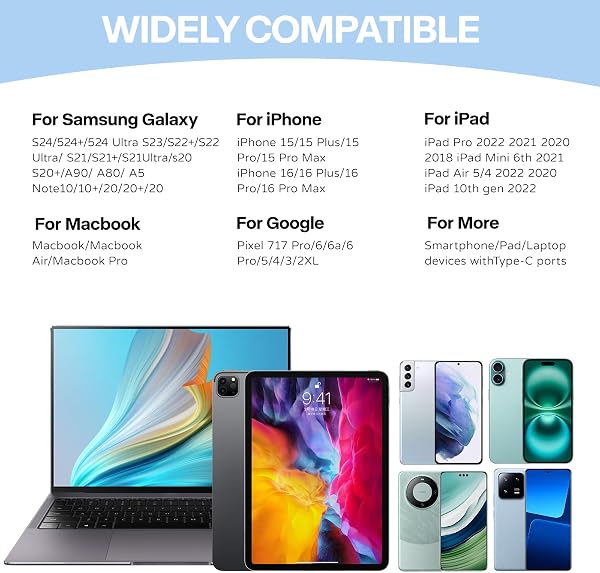 USB C Headphones, Wired USB C Earphones with Microphone and Volume Controller,HiFi Stereo In Ear Type C Earbuds, for iPhone 15/16/17 Pro Max plus, iPad Pro,Samsung Galaxy S25 S24 S23 S22 Pixel 9 - 2