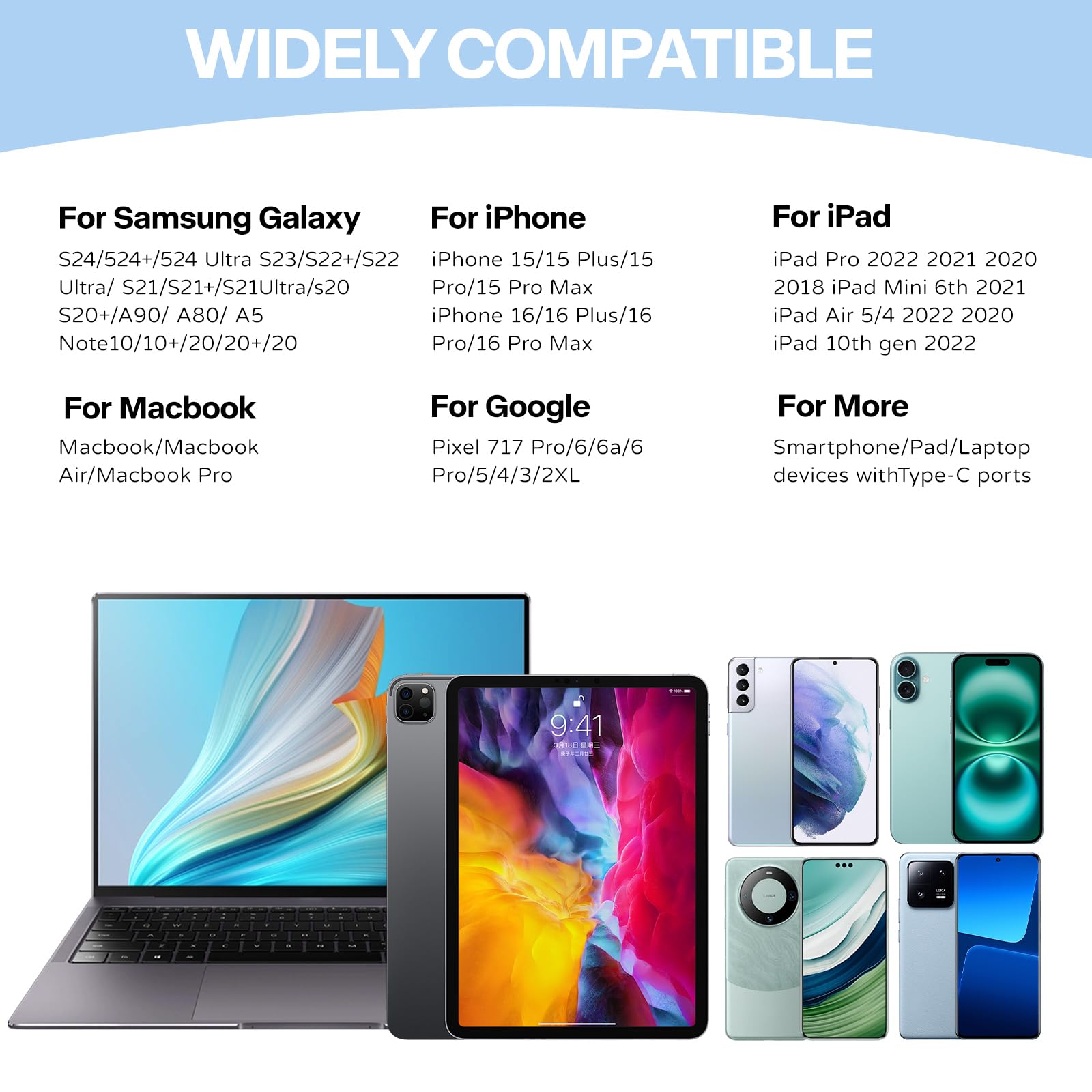 USB C Headphones, Wired USB C Earphones with Microphone and Volume Controller,HiFi Stereo In Ear Type C Earbuds, for iPhone 15/16/17 Pro Max plus, iPad Pro,Samsung Galaxy S25 S24 S23 S22 Pixel 9 - 2