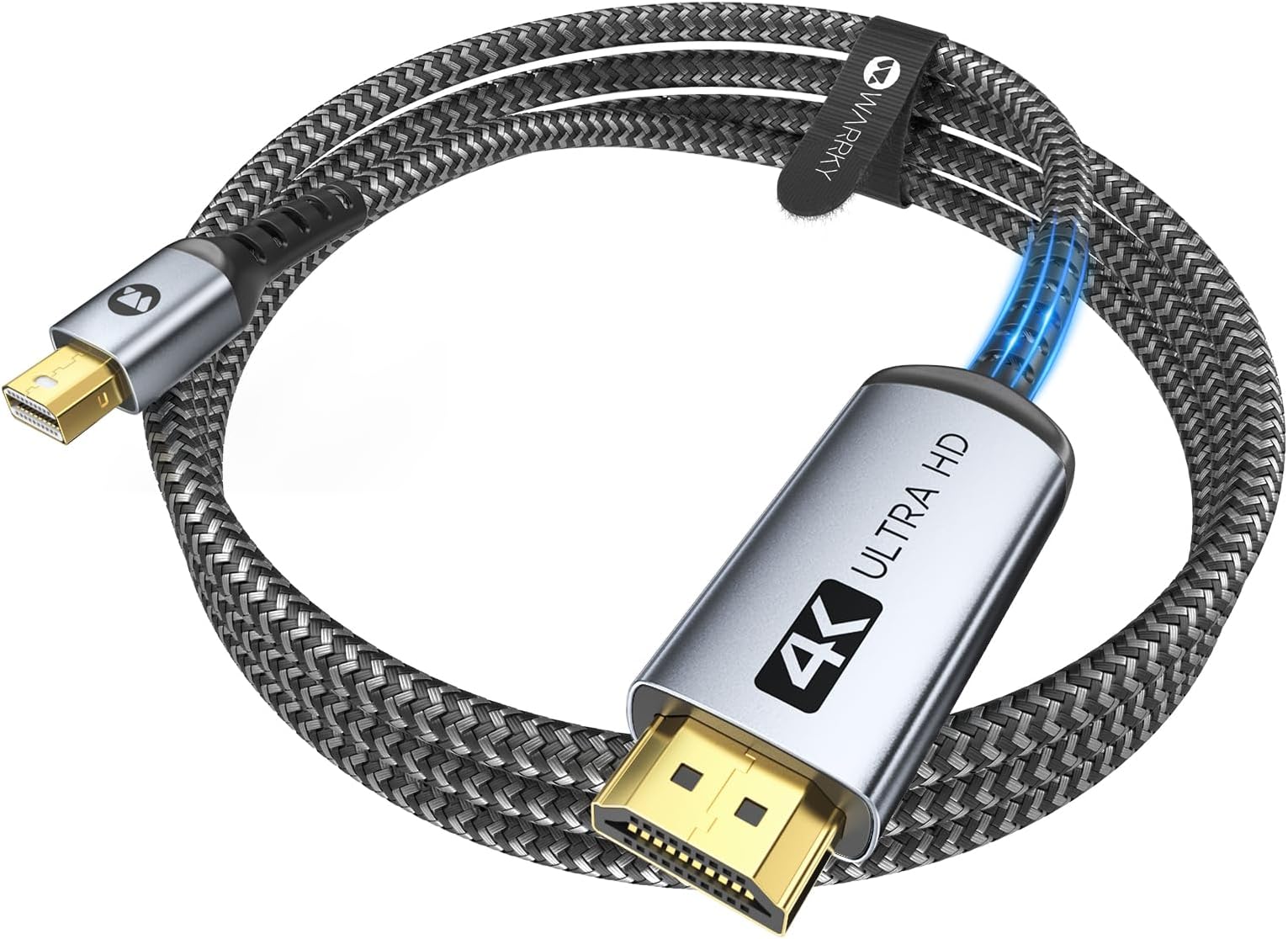 Warrky 4K Mini DisplayPort to HDMI Cable [Aluminum Shell, Nylon Braided] UHD Thunderbolt to HDMI Cord, Mini DP to HDMI 10ft, Compatible for MacBook Air/Pro, Surface Pro/Monitor/TV/Projector More