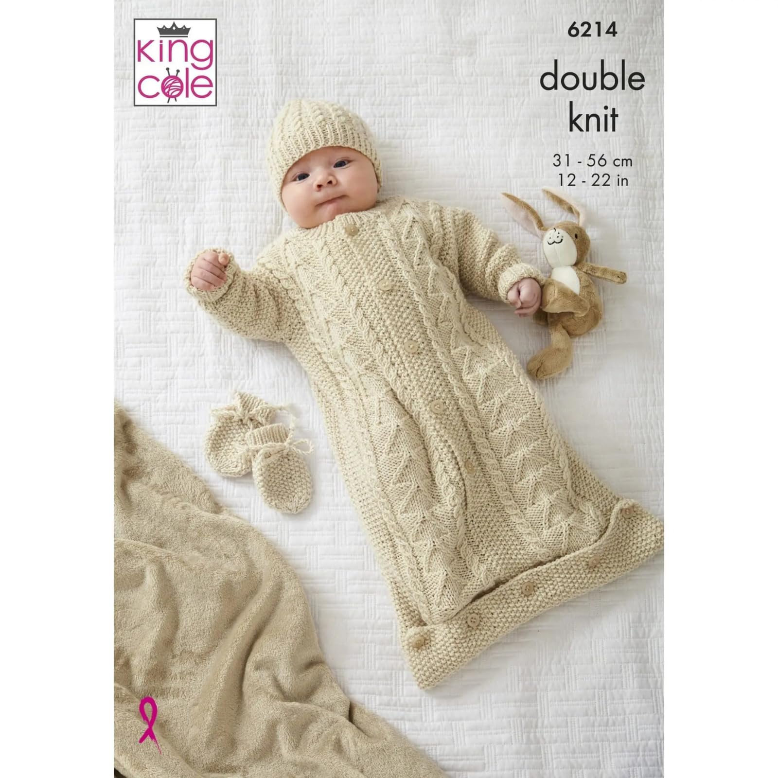 King Cole Baby Double Knit Knitting Pattern Sweater Mittens Sleeping Bag & Hat (6214)