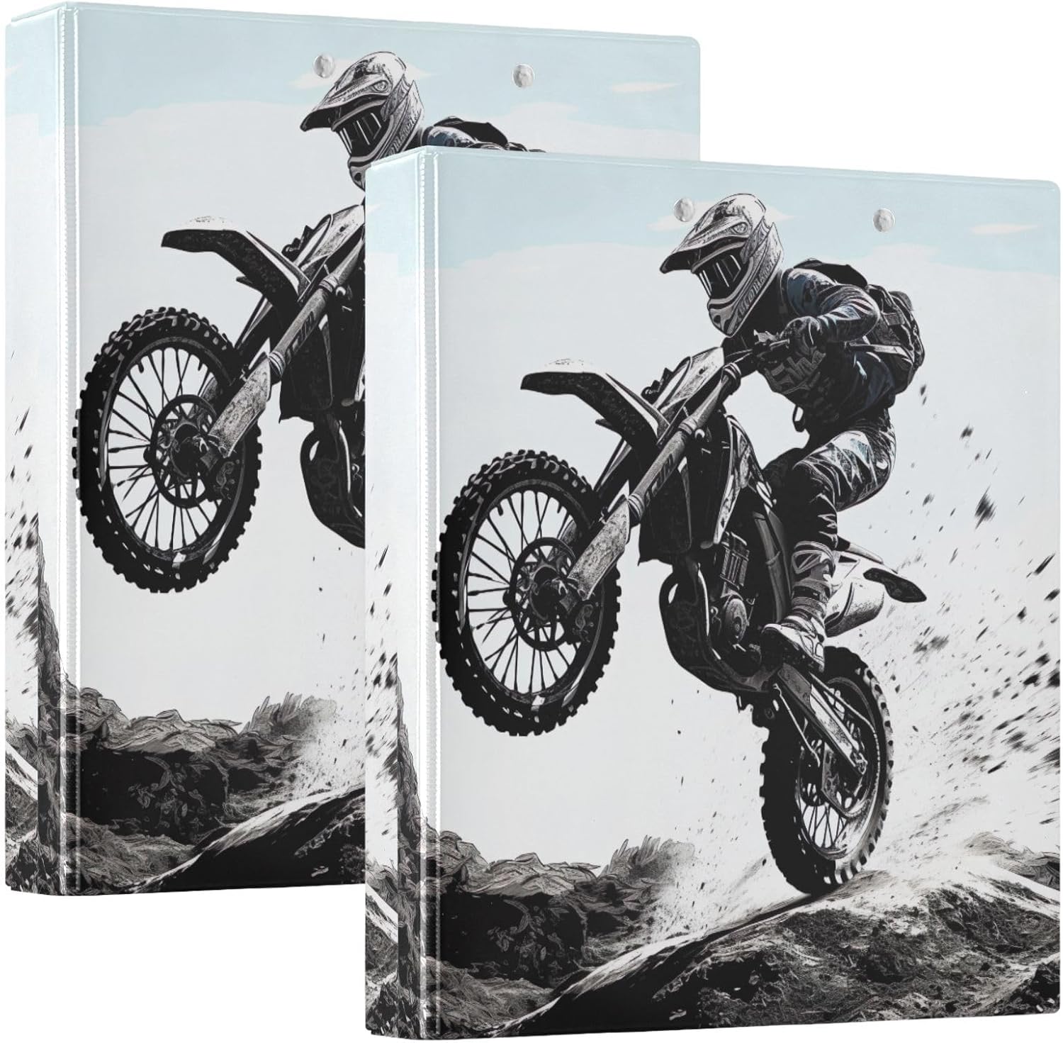 1.5 Inch 3 Ring Binder, Dirt Bike Jump D Ring Binders with Clipboard Large 3 Binders for School, College, Office