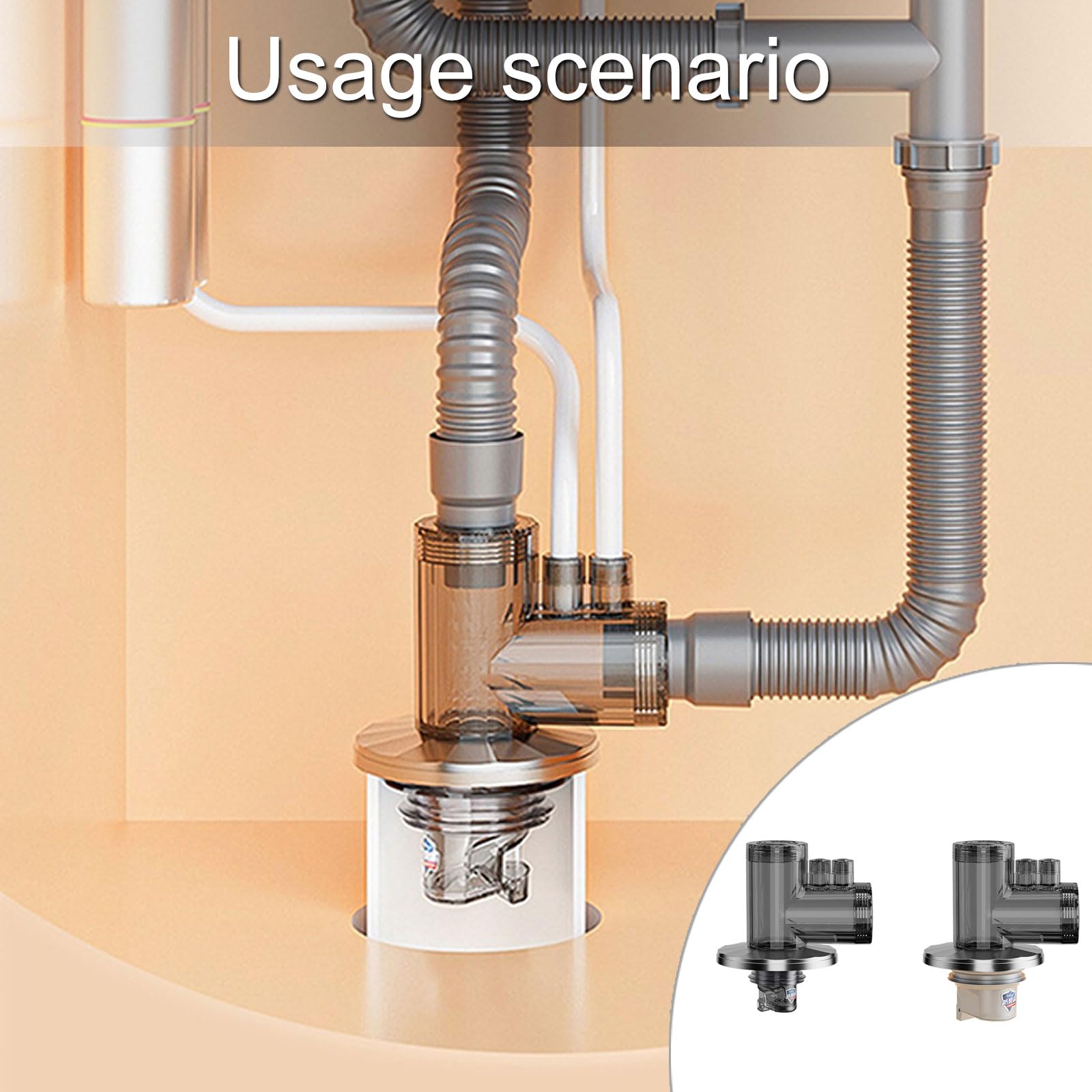 XIAOQENAN Multipurpose 3 Way Not Odor Plugs & overflows Device PVC 3 Channel Odor Resistant for Kitchen & Laundry Drain