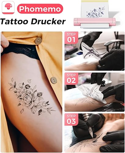 Miniatura 5 de Phomemo M08F - Impresora inalámbrica de plantillas de tatuaje, máquina térmica compatible con papel de transferencia de 8.5 x 11 pulgadas, con