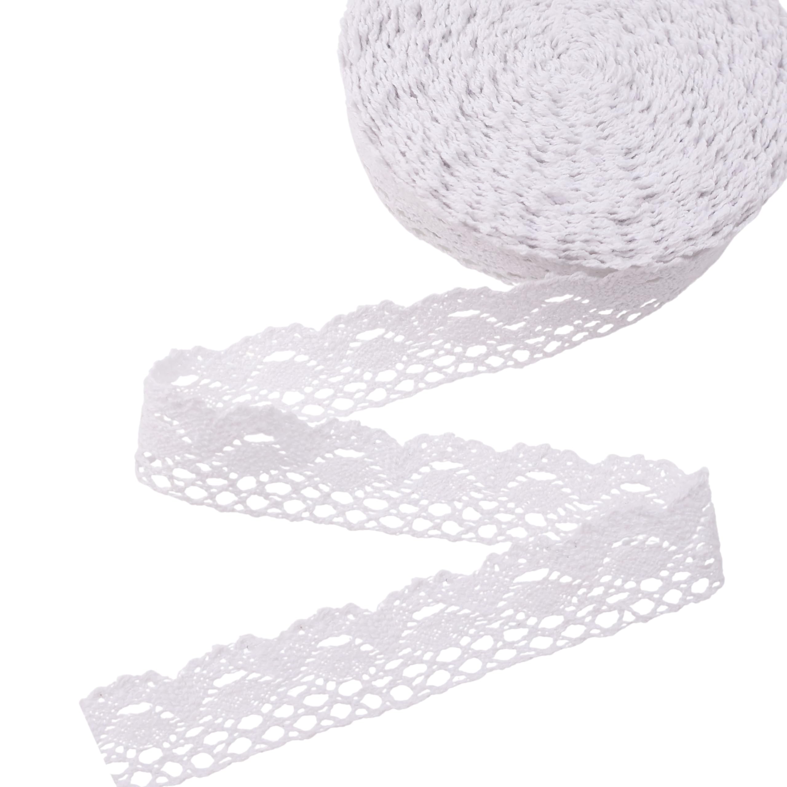 White Lace Ribbon Cotton Lace Trim Crochet Sewing Lace for Gift Package Wrapping, Scrapbooking Supplies