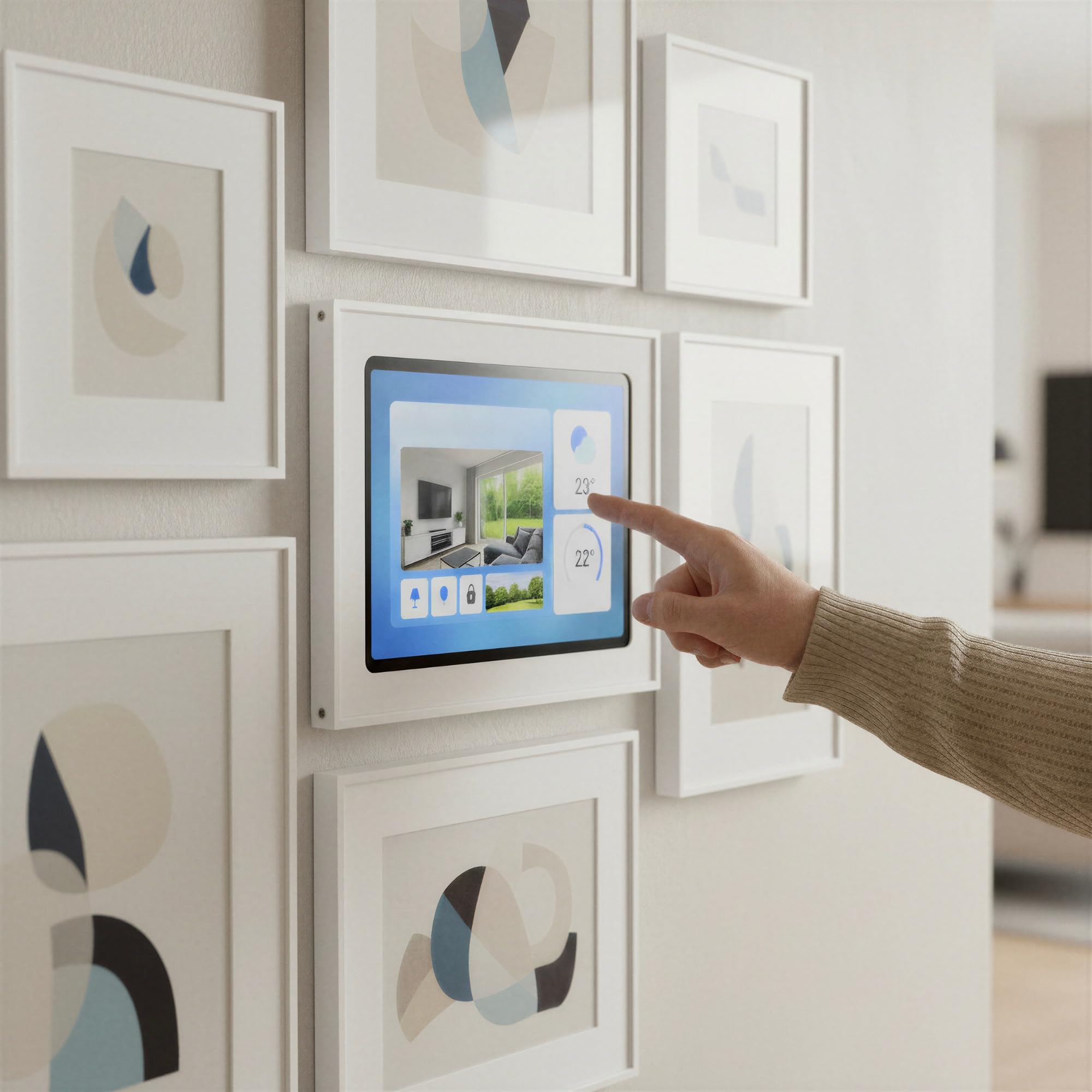 Tablet Wandhalterung für Lenovo Tab M11 (11 Zoll, TB330) - Passgenaue & Flache Bilderrahmen-Optik für Smart Home Display - Feste Montage mit Kabelführung - Weiß