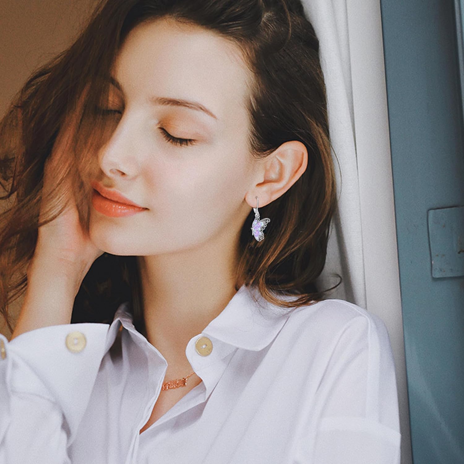 Phoenix/Horse/Flower of Life/Hummingbird/Butterfly/Dove Earrings Sterling Silver Opal/Turquoise Aniaml Dangle Drop Earring Aniaml Jewelry Gifts for Women - Image 4