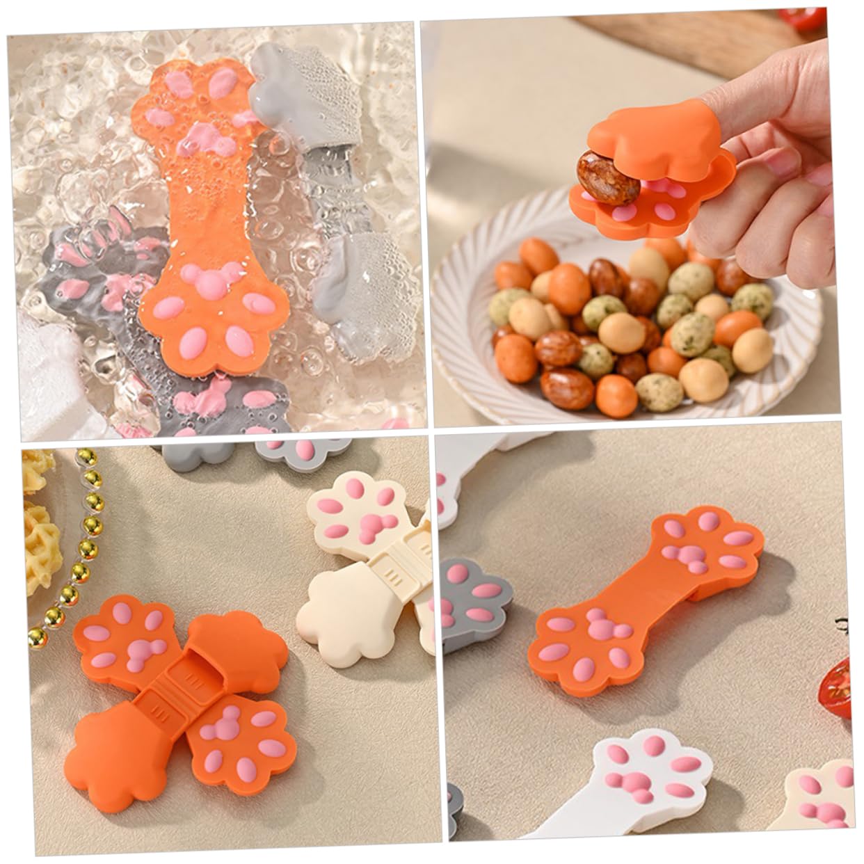 Amosfun 10pièces Clips Alimentaires Silicone Forme De Patte De Chat Pince De Scellage Réutilisable pour De Snacks Et Aliments pour Conserver Fraîcheurs