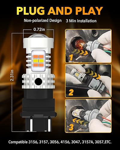 Miniatura 61 de OXILAM Bombilla LED 912 921 mejorada, luces de marcha atrás, bombillas de respaldo para automóvil, brillo 300% más alto, 6000 K, blanco