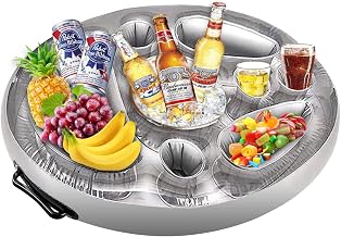Floating Pool Tray, 8 Holes Floating Bar for Pool, Apero Pool Tray, Floating Pool Bar, Floating Bar Spa Suitable for Outdoor Swimming Beach Spa Party (Grey)