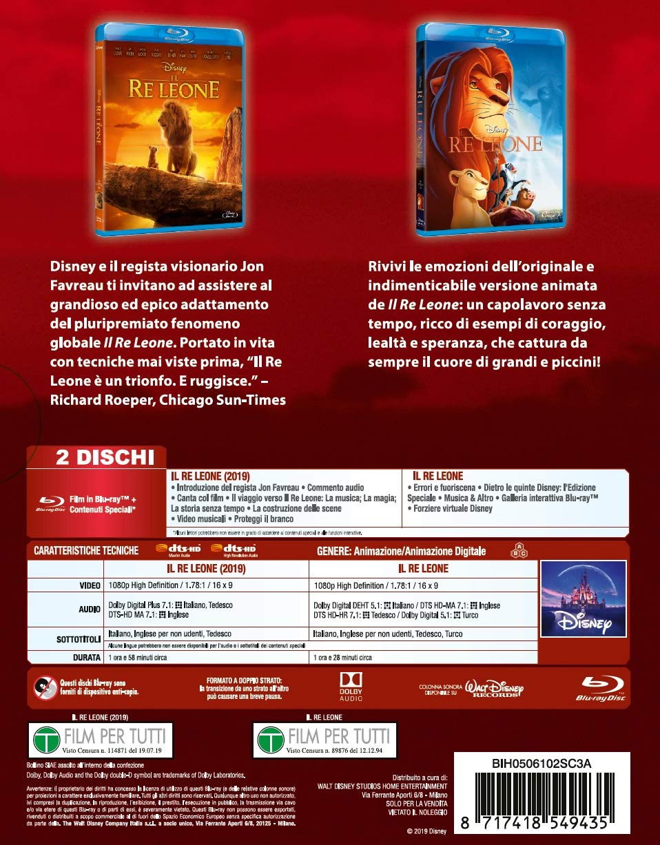 Live Action/Il Re Leone (2 Blu-Ray) [Import]