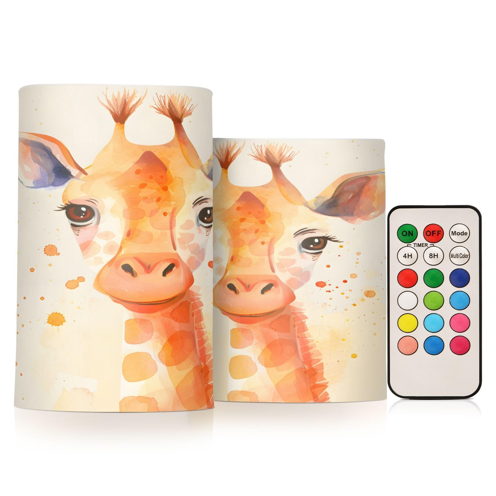 Mnsruu Flickering Flameless Candles Giraffe Brown LED Candles with Remote Timer Set of 2 Battery Operated Candle Home Decoration